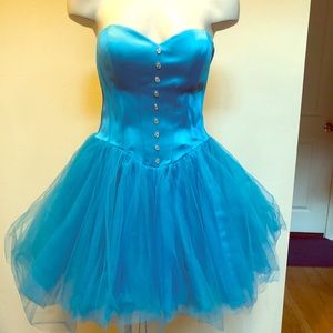 Hersey Johnson tutu dress blue strapless sz 4